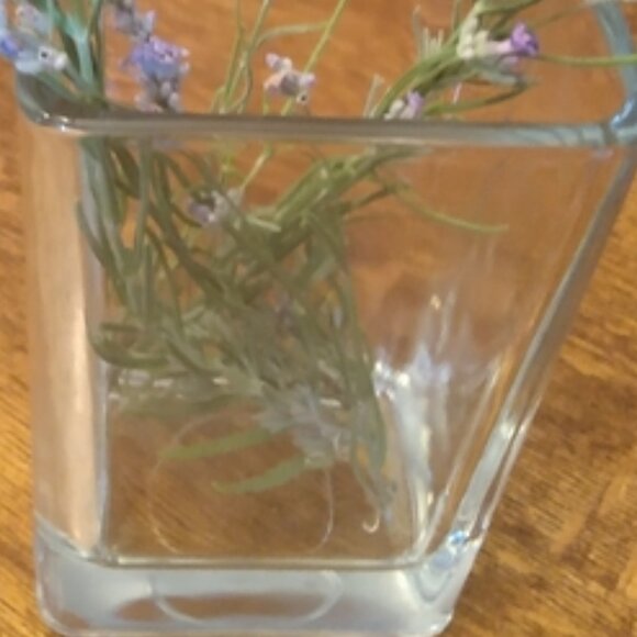 Libbey Clear Glass Rectangular Heavy Vase or Candle Holder - Picture 3 of 8